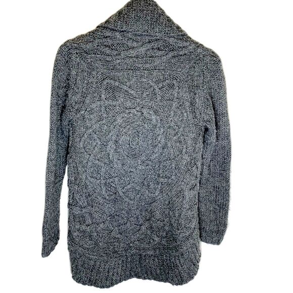Theory Gray Wool Alpaca Blend Shawl Collar Chunky Cable Knit Cardigan Size S - Picture 3 of 13
